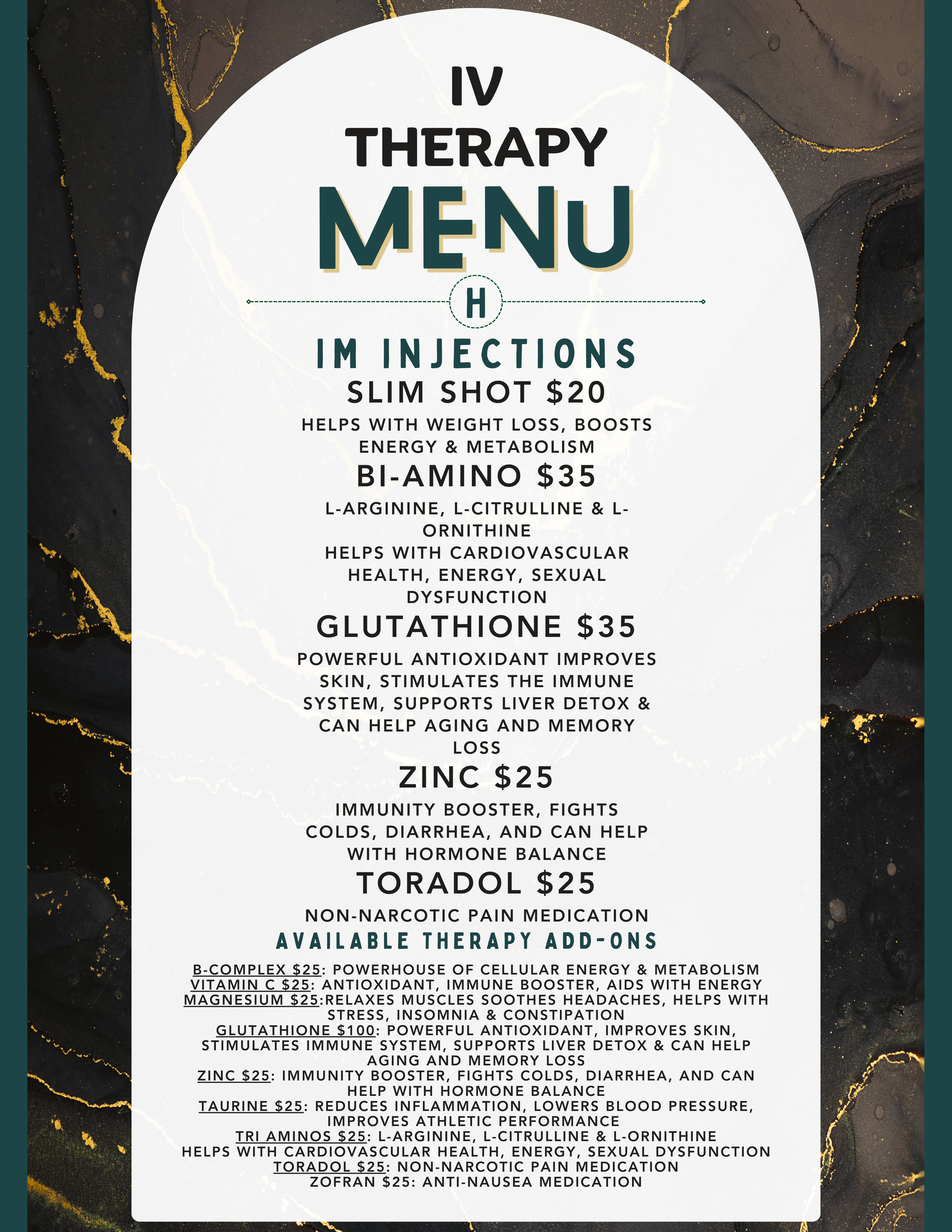 Ivd Menu IV Therapy Menu | Hayes Clinic & Spa – Weight Management & Med Spa